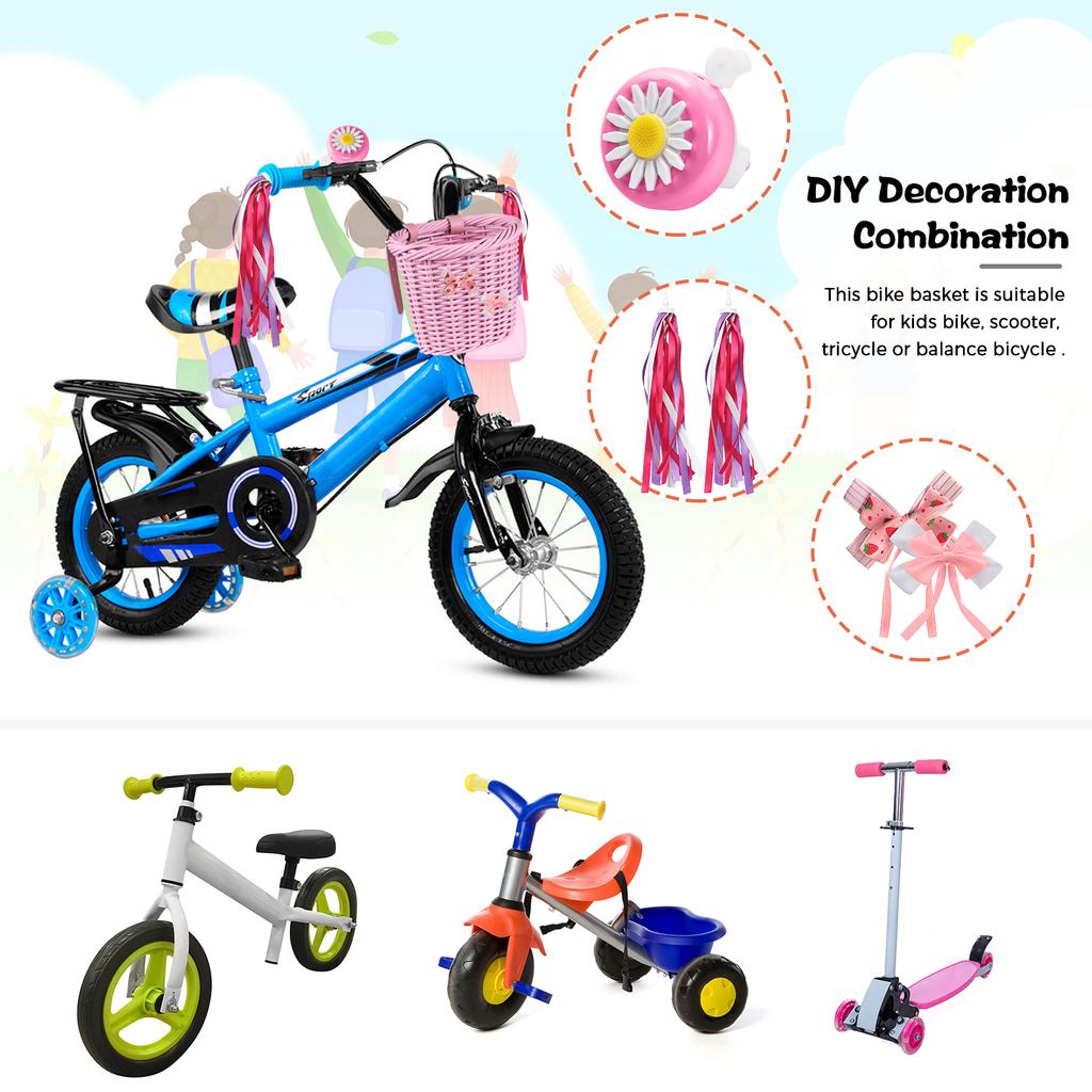 Kid "s Bike Basket for Girls Front Bike Accessories with Handlebar Streamers  Cycling Ages 313