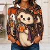 Plus Size Women Crew Neck Long Sleeve Top Lush Watercolor Garden Floral Print Comfort Blouse