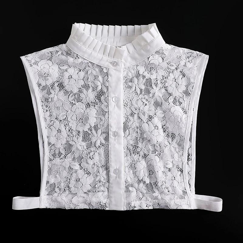Formal False Collar Women Embroidery Faux Col Half Shirt Blouse Fake Collars Sweater Shirt Detachable Collars Accessories