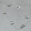 Lab Created White Topaz Necklace 36" Chain Silver Tone Pear Cut Gemstone Jewelry