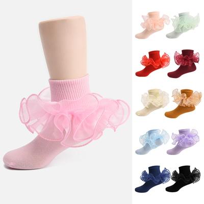 2 комплекта детских носков с кружевными оборками, носки для девочек, носки принцессы до щиколотки, танцевальные носки для вечеринки, милые детские оборчатые носки