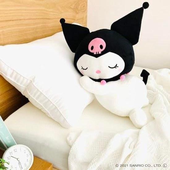 Подушка для тела MORIPiLO Sanrio Kuromi Использует гладкий материал Текстура зефира Плюшевая игрушка Для объятий Большая подушка Милый размер Уютный сон Приблизительно 45 см