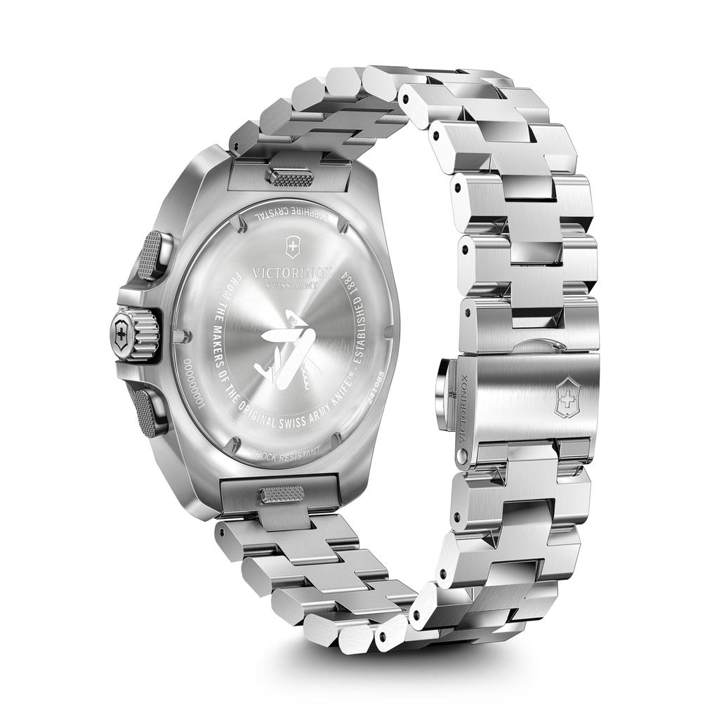 VICTORINOX CHRONO Корпус из переработанной нержавеющей стали Синий Серебристый Нержавеющая сталь Быстрое покрытие, устойчивое к царапинам Подарок I.N.O.X. Часы, Хронограф, (316L),