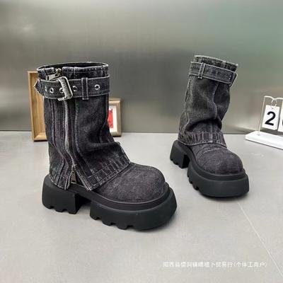 2025 летние ботинки Martin женские, новая джинсовая мода, подиумные ботинки, локомотив, тонкие, короткие ботинки