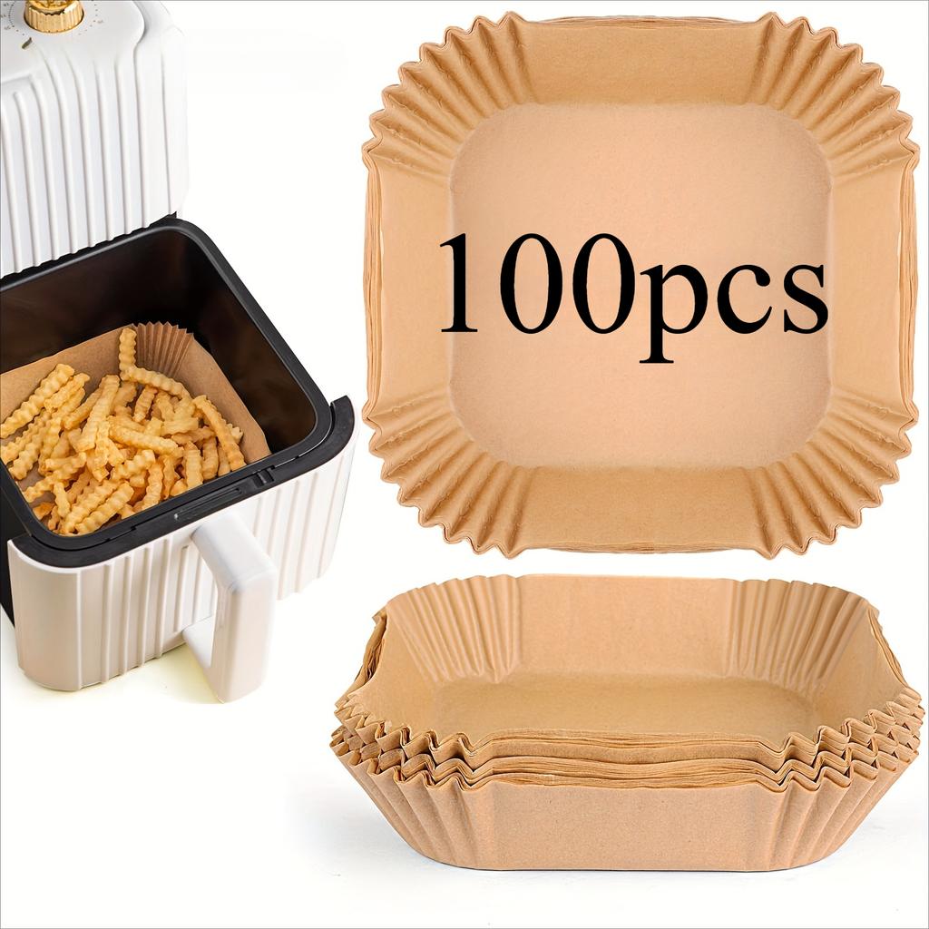 100/200pcs Air Fryer Disposable Paper Liners Square, Air Fryer Accessories, Oil Proof & Water Proof, Paper Liner for Baking Roasting Microwave Oven