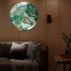 3D Акриловые Настенные Часы с Клеевой Основой, Черный Зеленый Мраморный Узор, Металлические Стрелки, Бесшумный Часовой Механизм, Современная Гостиная, Домашний Декор