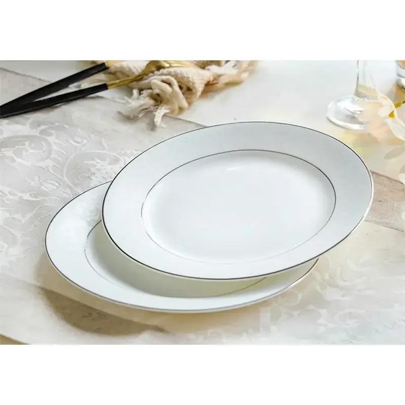 8 дюймов, белые костяные фарфоровые тарелки, эмалированная фруктовница, китайская фарфоровая тарелка, керамическая столовая посуда, принадлежности для ресторана