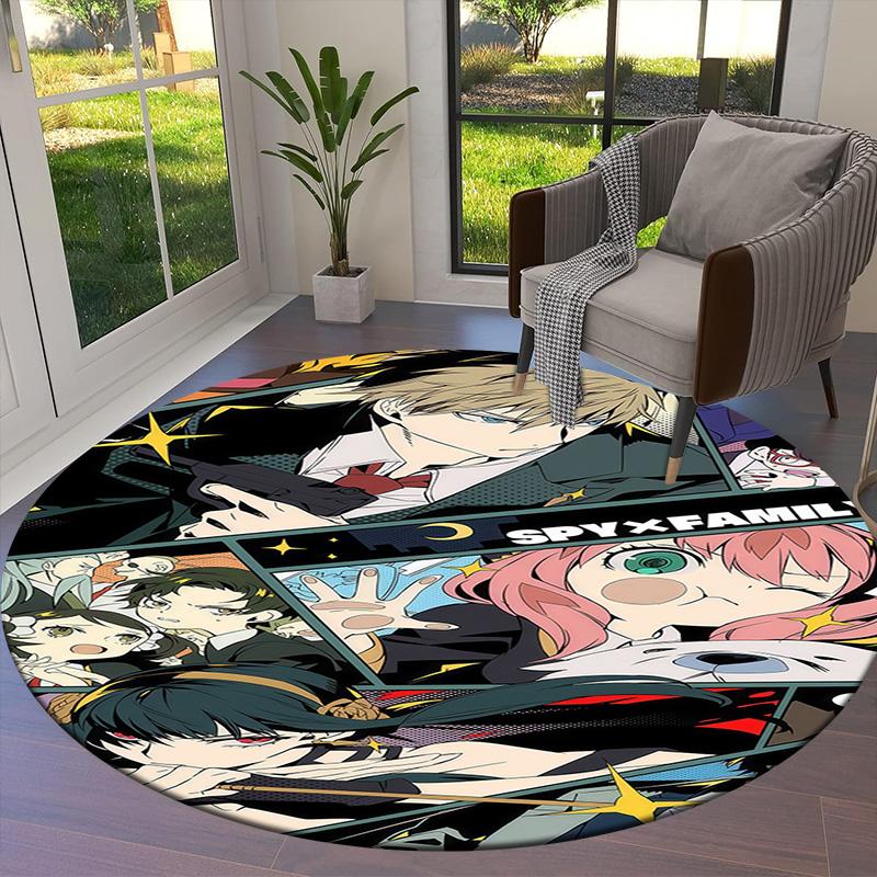 Spyfamily Round Area Rug Carpet Rug For Living Room Bedroom Sofa Playroom Decor Nonslip Floor Mat