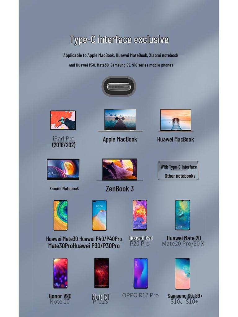 Хаб USB-C «шесть в одном» для ноутбуков MacBook и Huawei