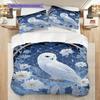 Snowy Owl Pattern Bedding Quilt Set Quilt Cover Pillowcase Home Decoration Birthday Gift (1 * duvet cover + 2 * pillowcase, without core)