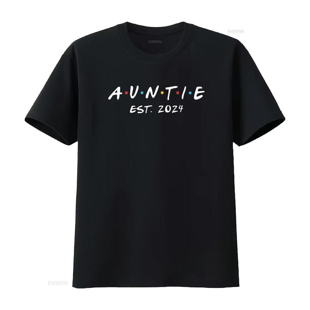 Auntie Est 2024 New Aunt Soon To Be Pregnancy Announcement T Shirt Black Medium vintage Washed Stylish designer clothes