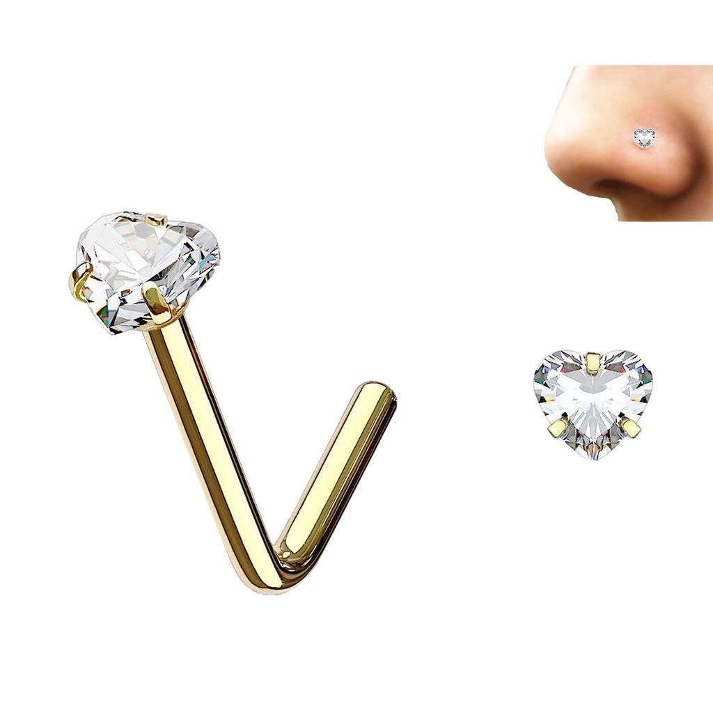 Love Zircon Nose Nail Nose Ring L-shaped Nose Earrings