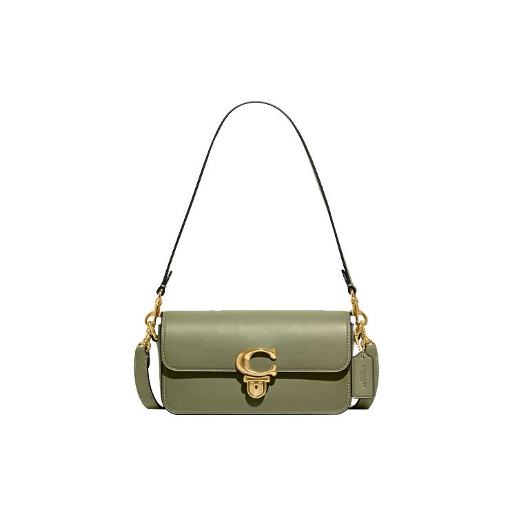Coach Studio 20 Gold Label Flap Lock Closure Card Slot Glove Tanned Leather Handheld Crossbody Shoulder Bag Small Women bags Brass Moss CE331-B4MX