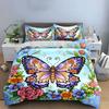 Butterfly and Floral Blossom Bedding Duvet Cover Set  (1*Duvet Cover 2*Pillowcases, without duvet insert)