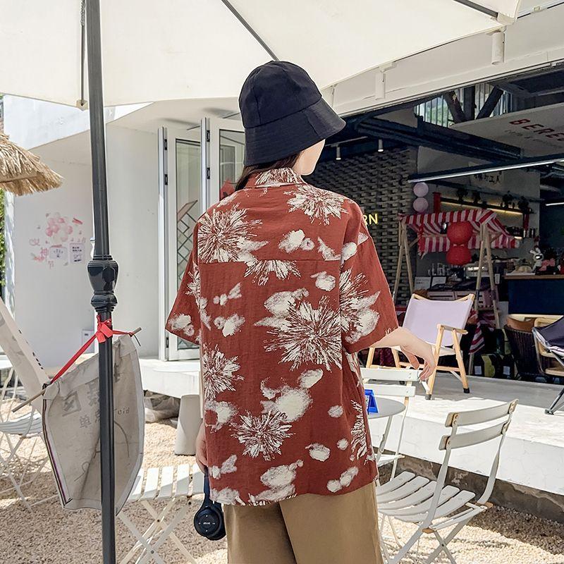 American Women's Short Sleeved Shirt Retro Design Thin Top Jacket Pocket Design Loose and Casual Ladies Clothing