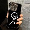 Забавный Человечек-палочка Металлизированный Чехол Для Телефона Для Iphone 16 17 Pro Max Air 16E 14 15 Plus 12 13 Mini Противоударная Крышка с Подушкой Безопасности