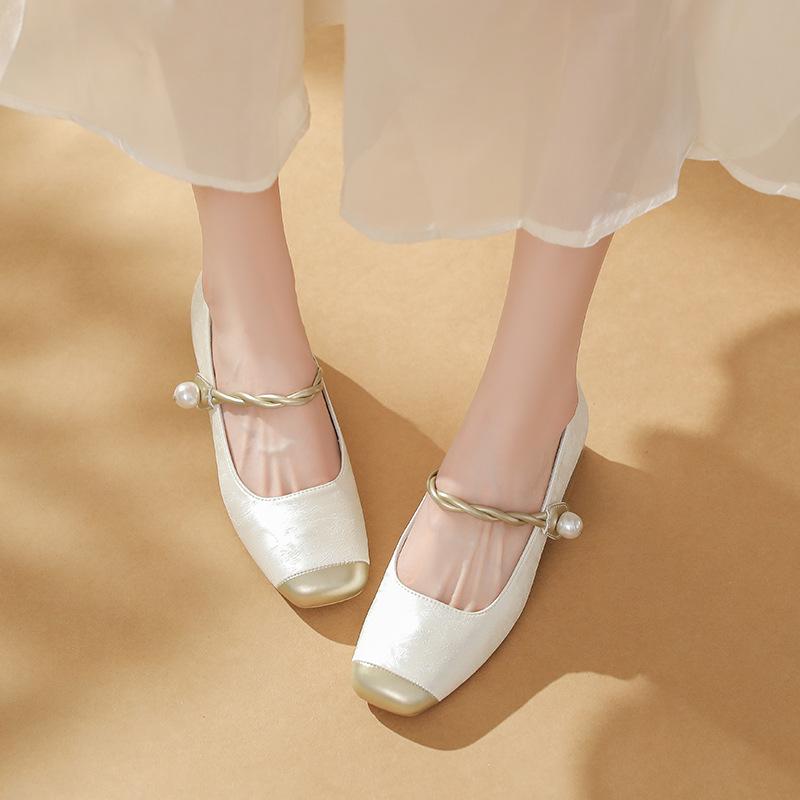 Туфли Мэри Джейн с квадратным носком, темпераментные для весны и осени, для работы, с открытым верхом, одинарные, подходят к ципао