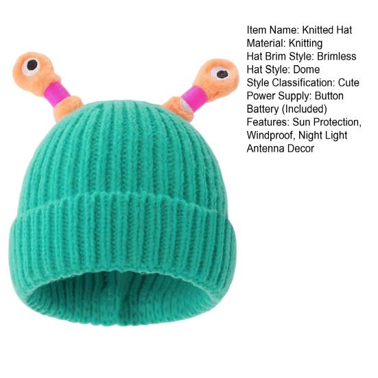 Шерстяная шапка с декором в виде антенны ночного светильника, теплая вязаная шапочка для детей, головной убор для катания на лыжах