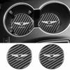 2Pcs Car Carbon Fiber Pattern Coaster Non Slip Water Cup Mat Anti-Dirt for Hyundai Genesis G90 G70 G80 Gv70 Gv80