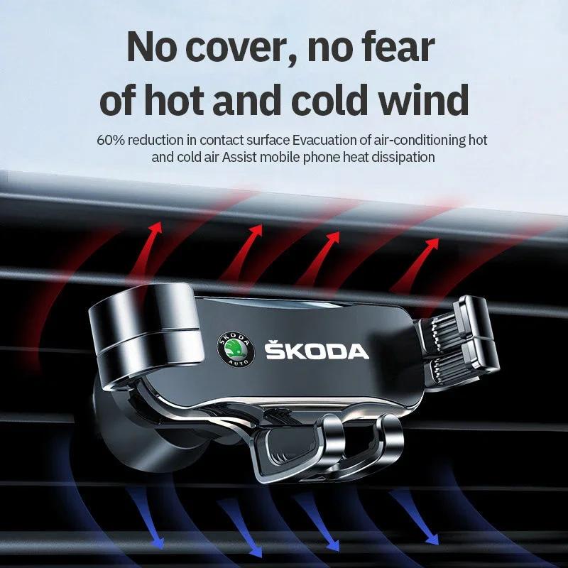 Car Sticker 2026 Hot Car Phone Holder Air Vent Clip Mount Mobile GPS Support Smartphone Stand For Skoda Octavia Fabia Rapid Yeti