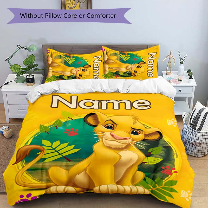 3pcs Lion King3 Cover Set - Personalized Name, HD Printed Bedding with 1 Cover and 2 Pillowcases - Perfect for Home Decor, Easy Care