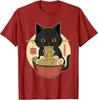 Кошка Рамен Смешные Графические Футболки Японская Каваи Кошка Аниме Футболка