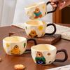 YWDL Ceramic Mugs Coffee Cups Hand Pinched Irregular Flower Milk Tea Cup Ins Korean Style Oatmeal Breakfast Mug Drinkware