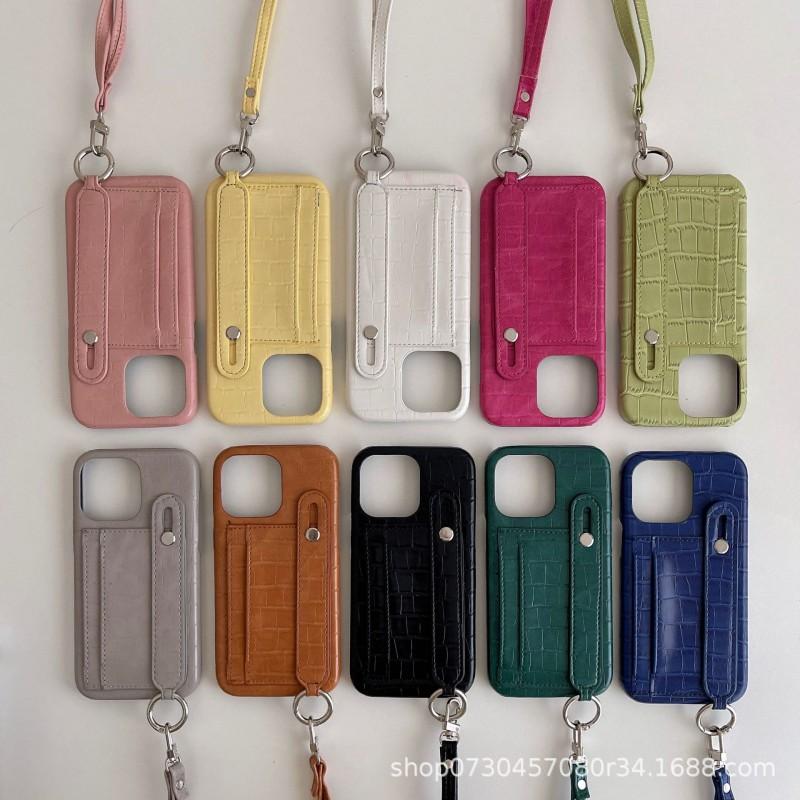 Card Holder Wrist Strap Crossbody Phone Case IPhone 15 Pro Max 14 13 12 Shockproof Slim Anti-fingerprint