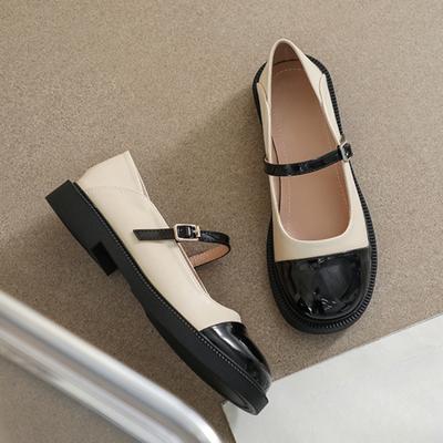 Женская летняя обувь на каблуке с круглым носком Туфли для женщин 2024 года, готические туфли Мэри Джейн на высоком каблуке, обычные кожаные повседневные черные туфли A