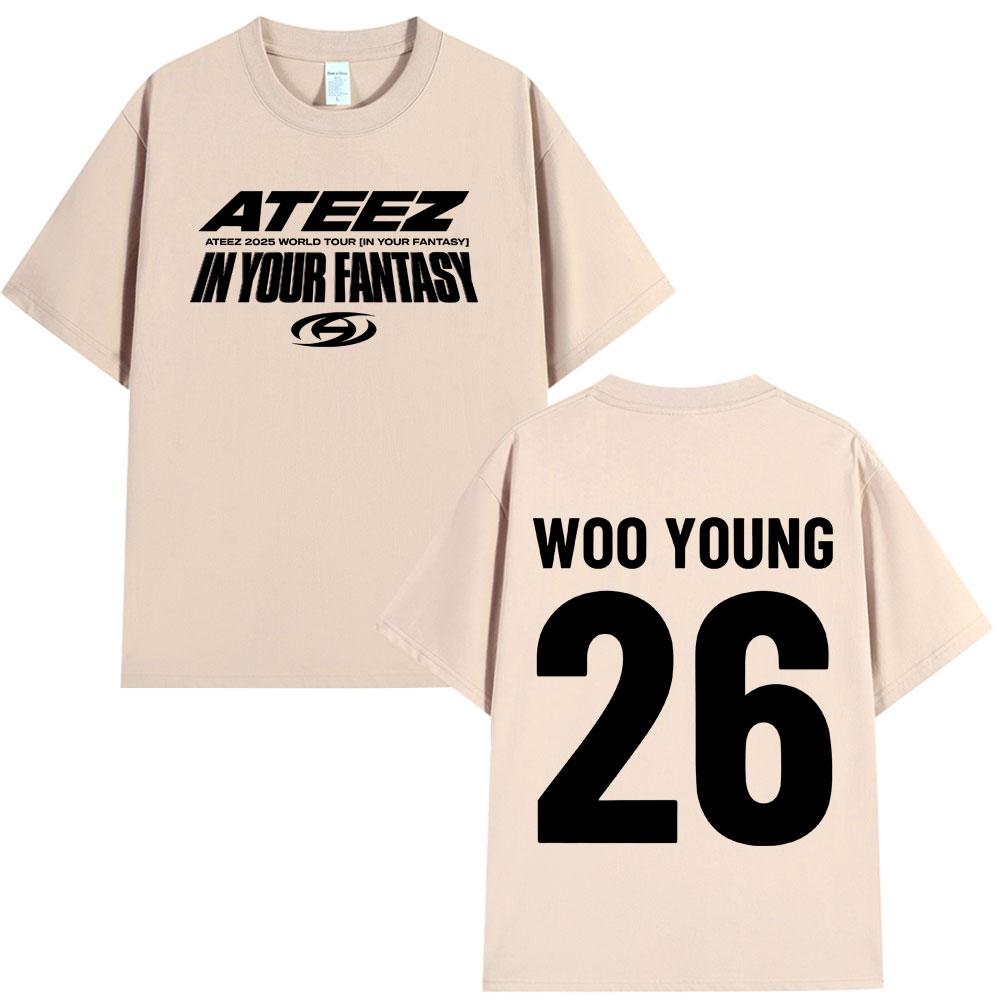 ATEEZ in Your Fantasy 2025 World Tour T‑Shirt Woo Young 26 Graphic Print Unisex Crew Neck Short Sleeve Kpop Merch Streetwear Tee for Men Women