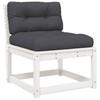 5 Piece Garden Lounge Set with Cushions White Solid Pine Wood