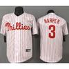 Philadelphia Phillies 3 Bryce Harper White Striped Baseball Jersey Unisex Fan Apparel