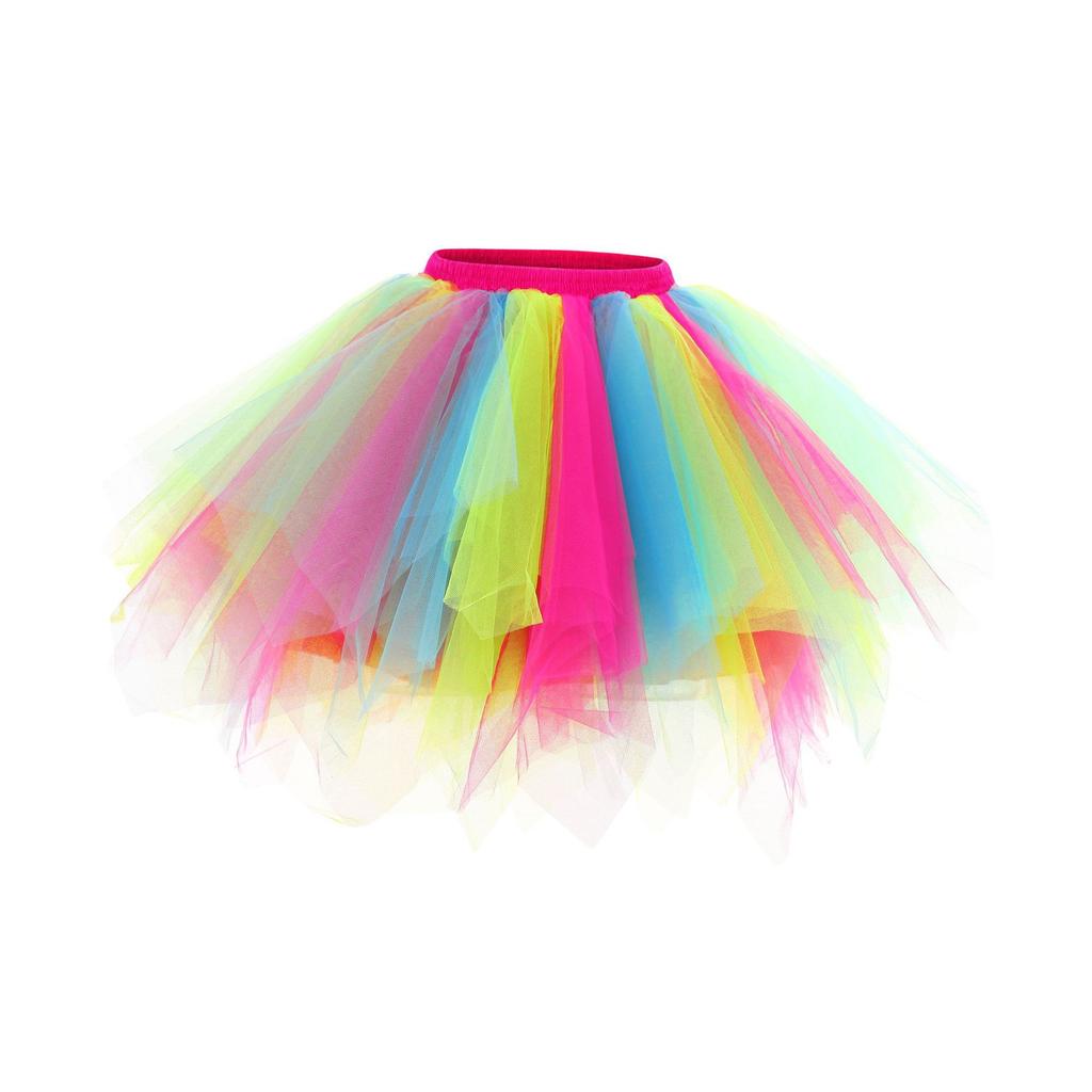 Women's Halloween Tulle Skirt Tulle Skirt Party Tulle Skirt Colourful Petticoat Fluffy Layered Tulle Tutu Skirt