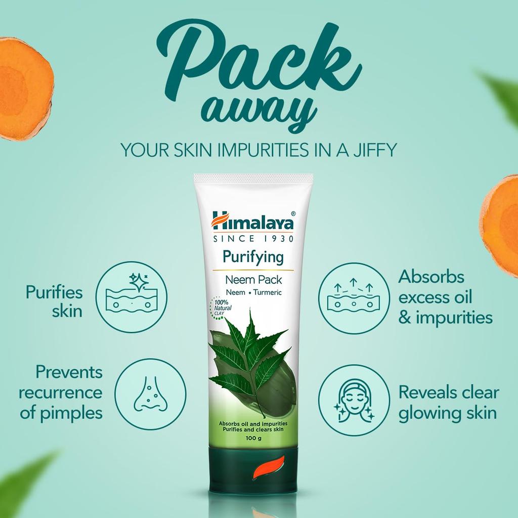 Himalaya Herbal Purifying Neem Pack 50г Натуральная маска для лица для ухода за жирной и проблемной кожей