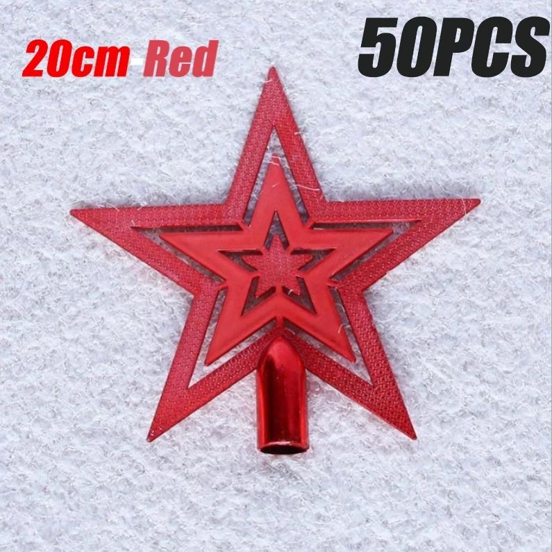 50 шт. Рождественская елка, украшение на верхнюю часть елки, золотая и серебряная пятиконечная звезда, подвесное украшение