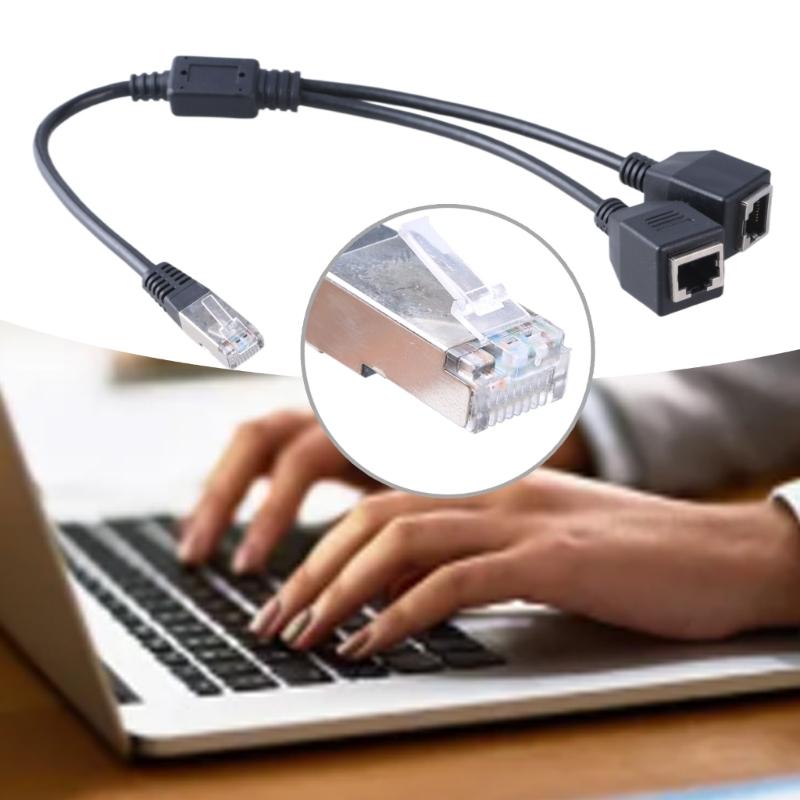 Разветвитель Ethernet RJ45 1штекер на 2 гнезда, адаптер-кабель разветвителя Ethernet для локальной сети, удлинительный кабель Ethernet 35 см/13,78 дюйма