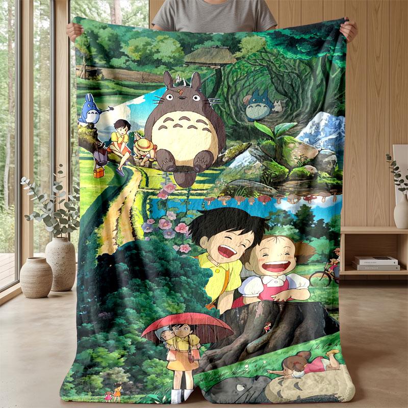 Soft Flannel Blanket Lightweight Cozy Bedroom Living Room CoverMy Neighbor Totoro