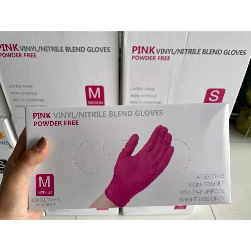 100/50/20 шт. светло-розовые одноразовые нитриловые перчатки водонепроницаемые антистатические прочные светло-розовые перчатки для кухонных инструментов для приготовления пищи