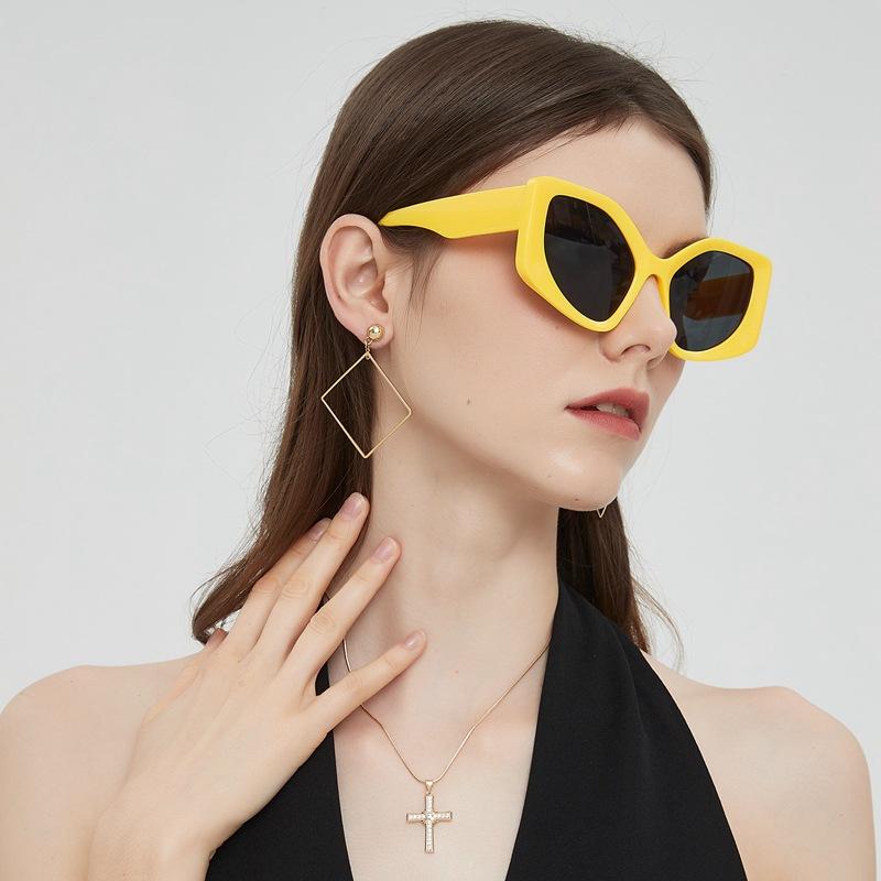 Винтажные солнцезащитные очки «кошачий глаз» с большой оправой для женщин и мужчин, брендовые квадратные солнцезащитные очки, ретро многоугольные очки, очки для мужчин и женщин