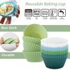 Silicone Baking Muffin Cups 12 Pack,Food-Grade Non-Stick Muffin & Cupcake Liners,Wrapper Cups Holders for Muff, Cupcakes, and Candies Standard Size
