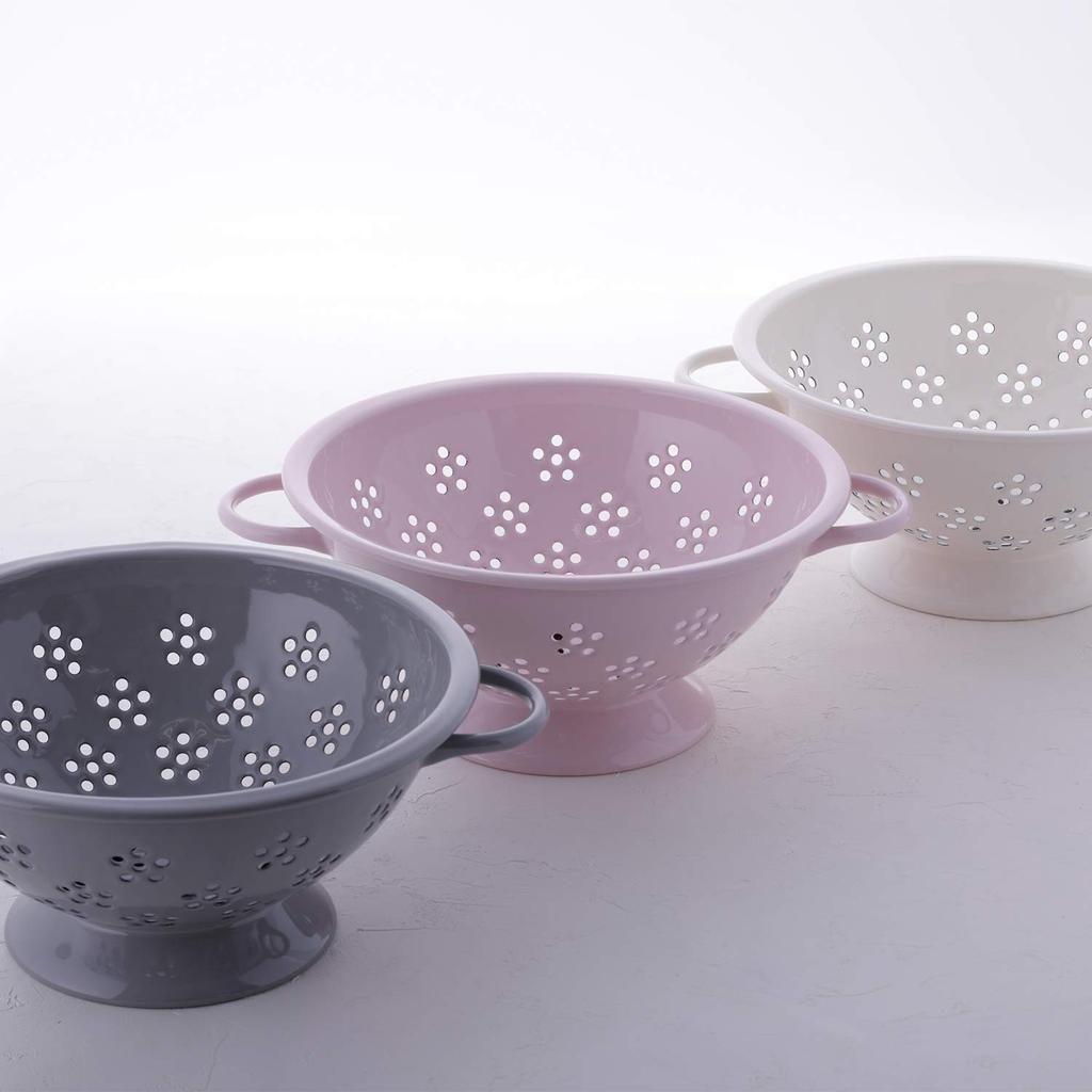Fuji Enamel Draining Bowl Colander 22cm (Pink)