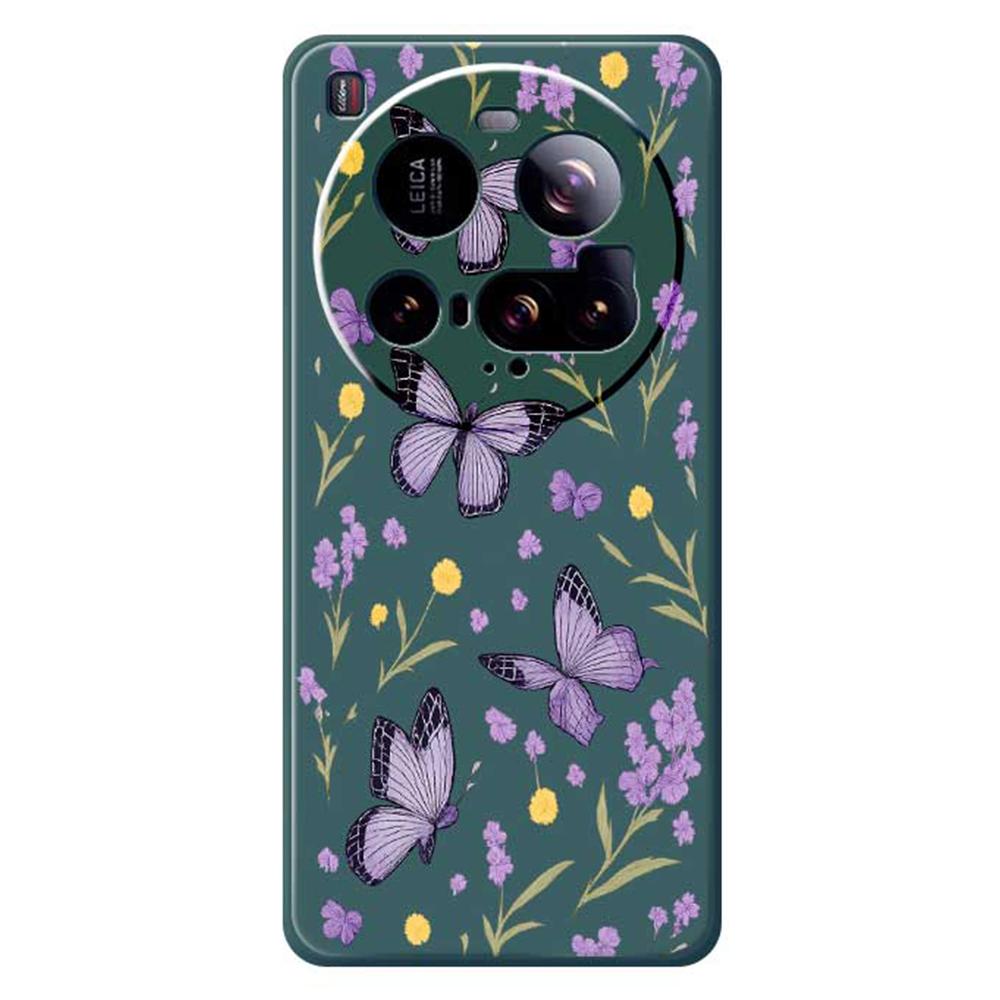 For Xiaomi 15 Ultra Case Purple Butterflies Pattern Printing Straight Edge TPU Phone Back Cover