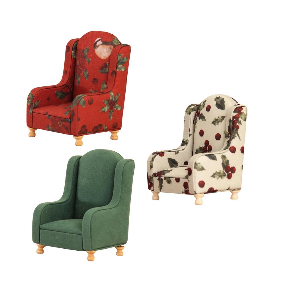 Doll Miniature Sofa Armchair Couch Vintage Accent Chair Cloth Material Realistic Design