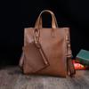 Men's Vertical Fashion Retro Crazy Horse Pu Leather Tote Bag Trendy Messenger Handbag Men's Shoulder Bag