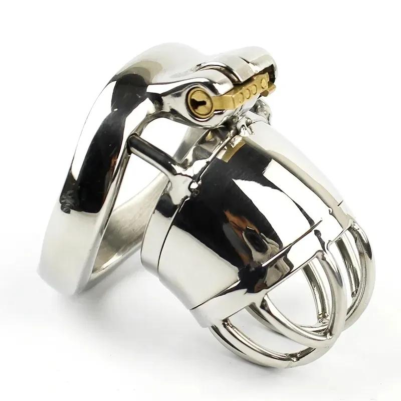 Male Chastity Device Urethral Lock Stainless Steel Cock Cage Cock Ring Penis Cage BDSM Adult Game Sex Toys For Men Chastity Belt