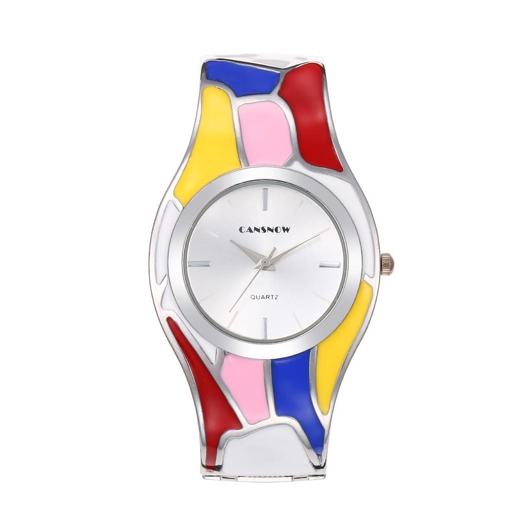 Женские часы-браслет в стиле ретро, с радужным кварцем и случайным цветом, с масляной эмалью. Элегантные женские часы.