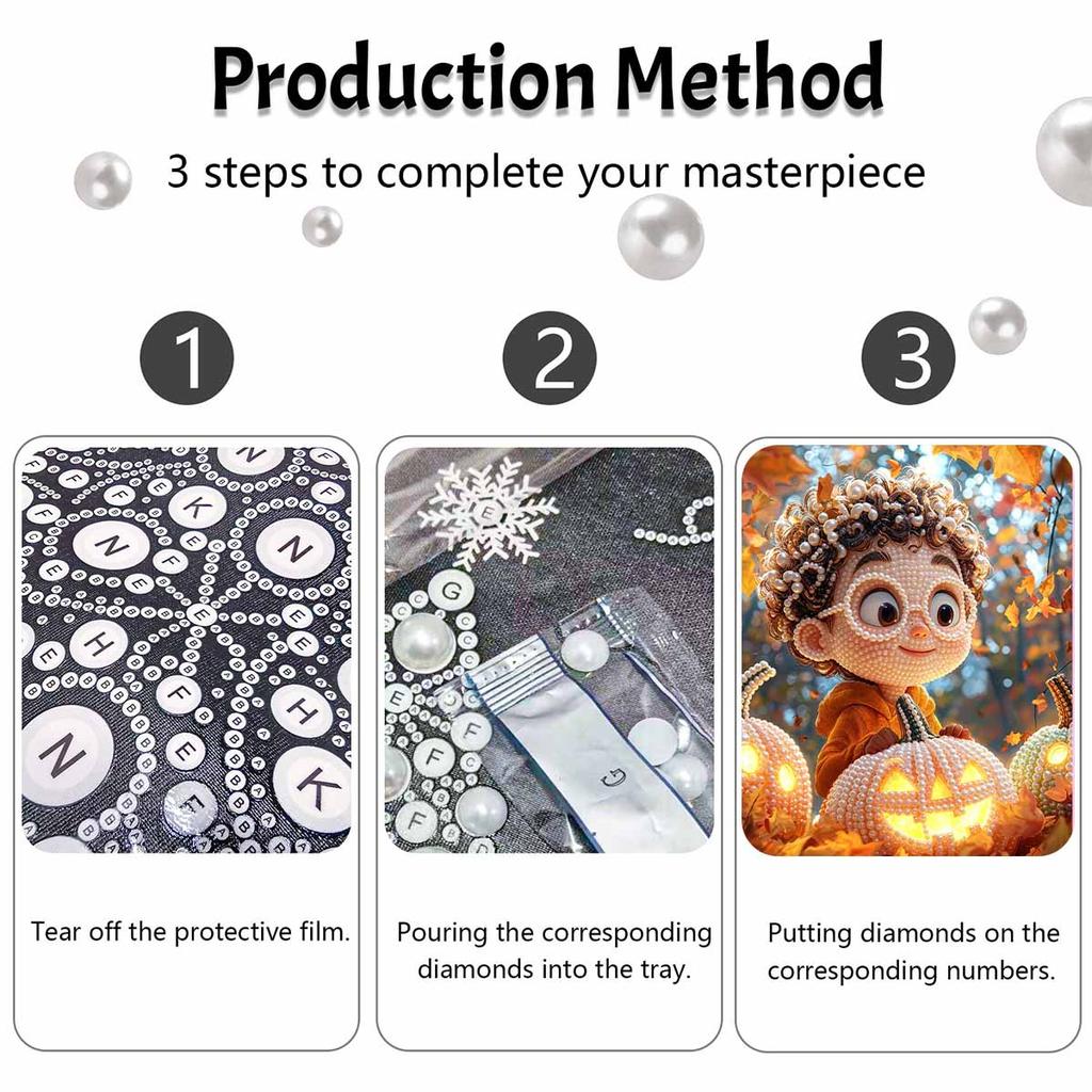 Halloween pearl painting art full pearl pumpkin fall harvest handmade diy home decorations