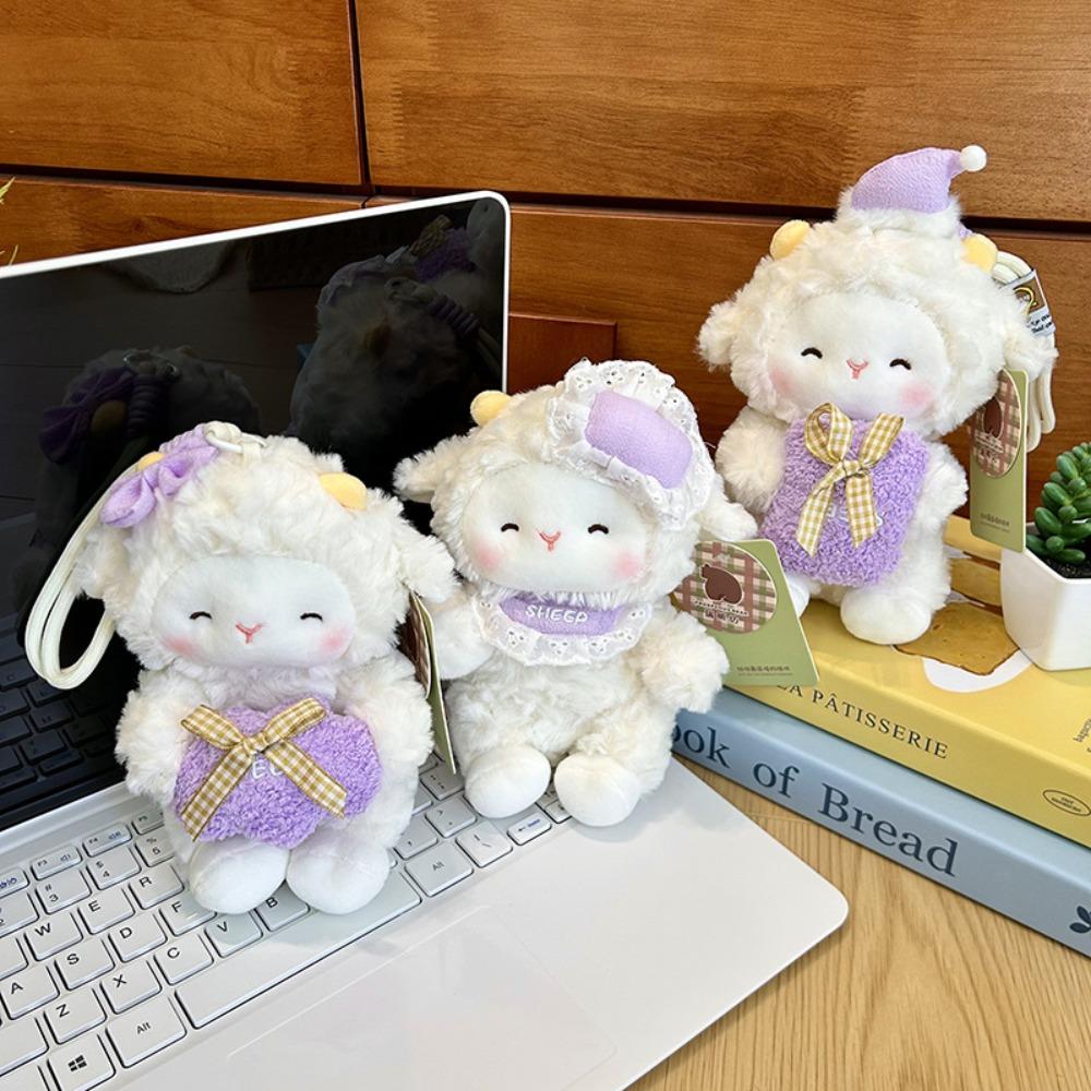Plush Lamb Doll PP Cotton Lamb Keychain Ornament Sweet Bag Pendant Charm Backpack Hanging Decor