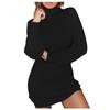 Women's Fashion Casual Knitted Long Sleeve Soild Turtleneck Sexy Slim Sweater Dress