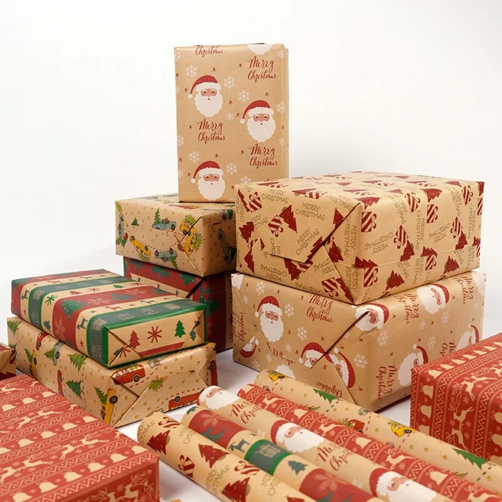 Reindeer Design Holiday Wrapping Paper Large Roll Christmas Gift Wrap Supplies Uses For Festive Party